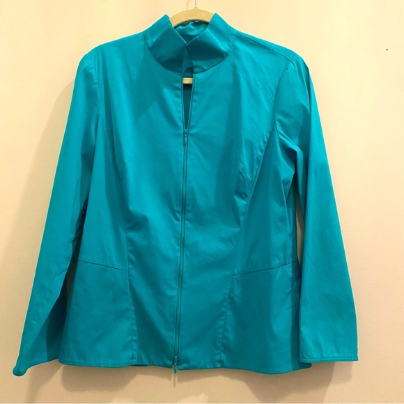 Lafayette 148 New York Stretch Cotton Zip Front Blouse - Picture 3 of 5